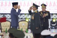 Menteri Pertahanan RI Prabowo Subianto menghadiri Rapim TNI-Polri dan menerima pangkat secara istimewa dari Presiden Joko Widodo di GOR Ahmad Yani, Mabes TNI, Jakarta, Rabu (28/2). Foto: Parlementaria