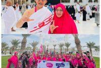 Foto Atas : Mantan Bupati Ngawi Budi Sulistyono dan istri saat Umrah bersama Ladima Tour Travel. 

Foto Bawah : Jemaah Ladima Tour Travel berfoto bersama.